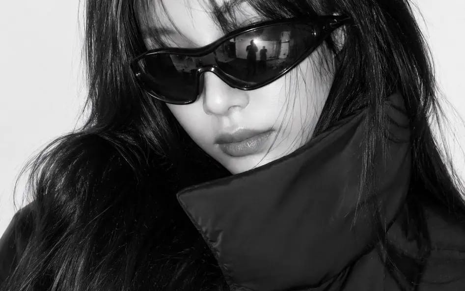 Create a close-up black and white high-fashion editorial
