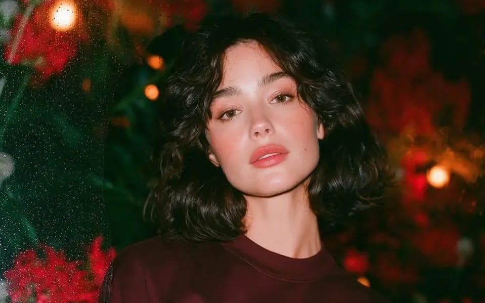 Dreamy cinematic nighttime portrait of a beautiful young