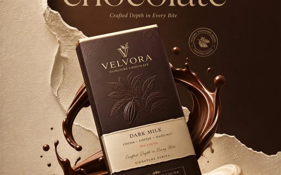 Create the second poster in the same ultra-premium chocolate