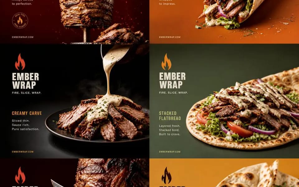 Create an ultra-premium 2x3 six-panel commercial poster