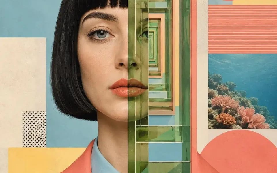 Create a contemporary editorial collage portrait