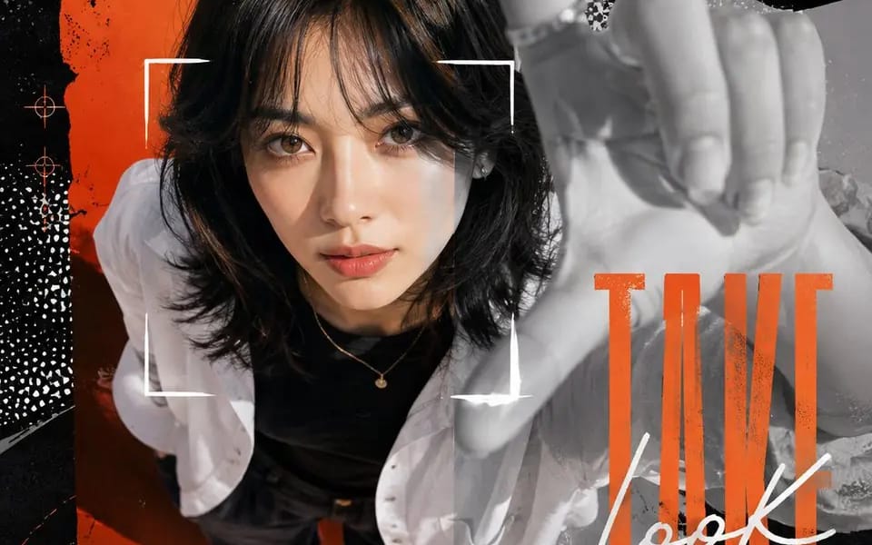 A modern editorial fashion poster in a bold Y2K streetwear