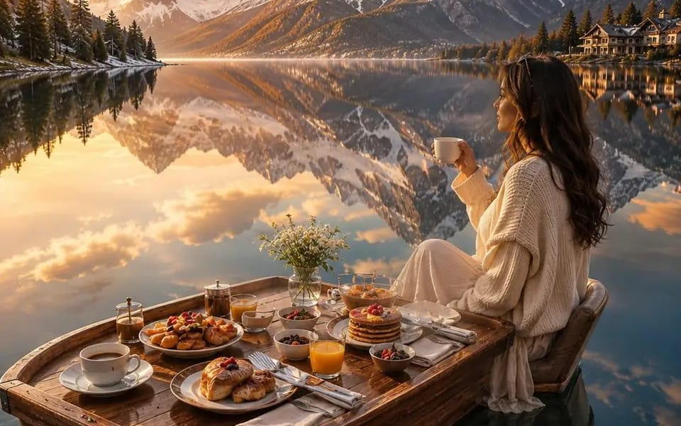 Create an ultra-realistic cinematic luxury travel photograph