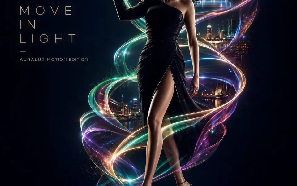 Luminous ribbons choreographed around the body