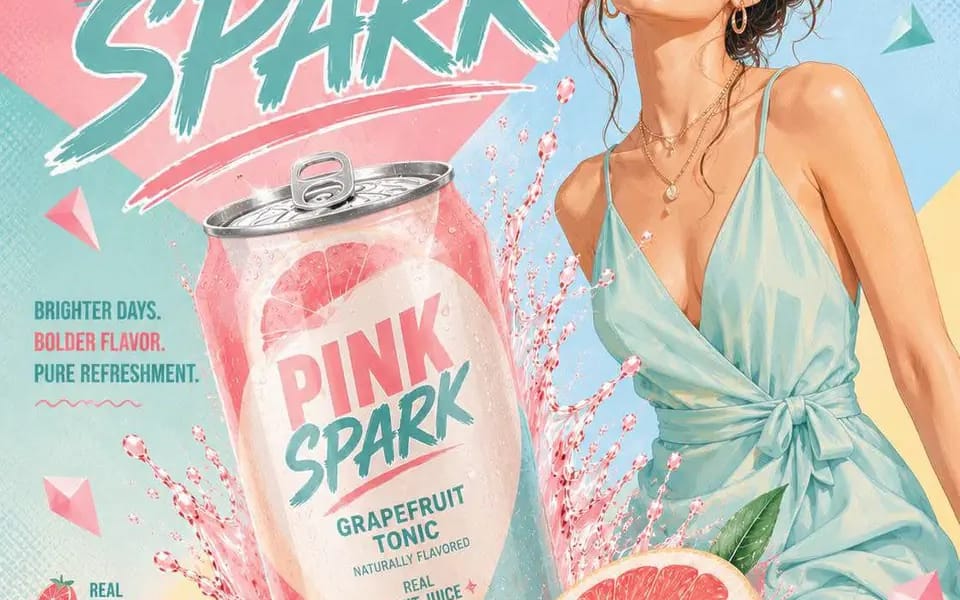 Pastel pop advertising illustration of Human beside a tilted