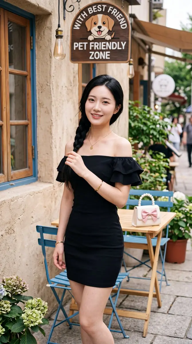 A beautiful young East Asian woman with fair skin and soft