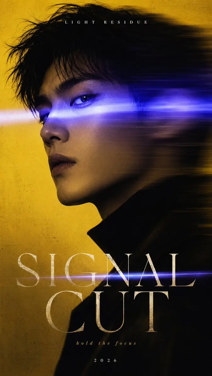 Create a 9:16 editorial portrait poster built around light