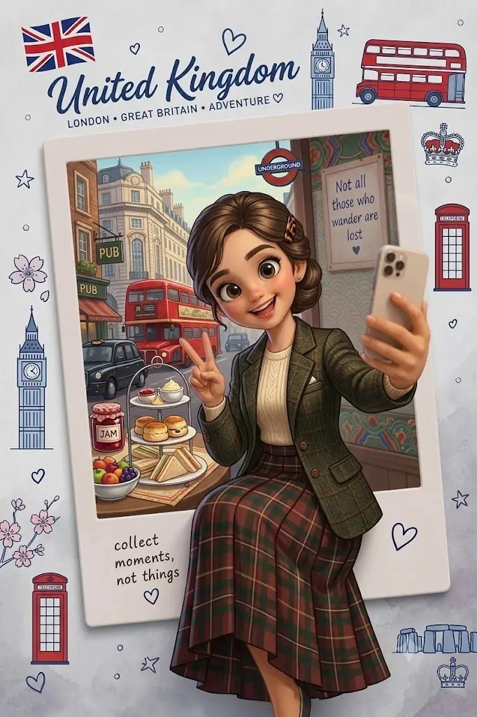 Create a cute 3D animated travel-themed Polaroid