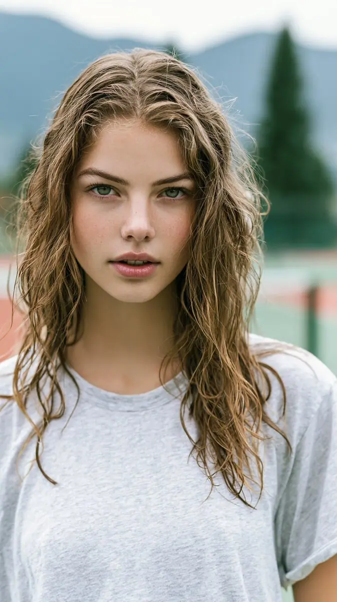 A photorealistic portrait of a stunning young woman