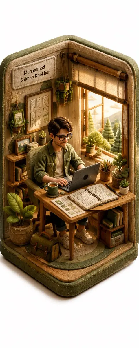 Create a 3D isometric diorama illustration of an original