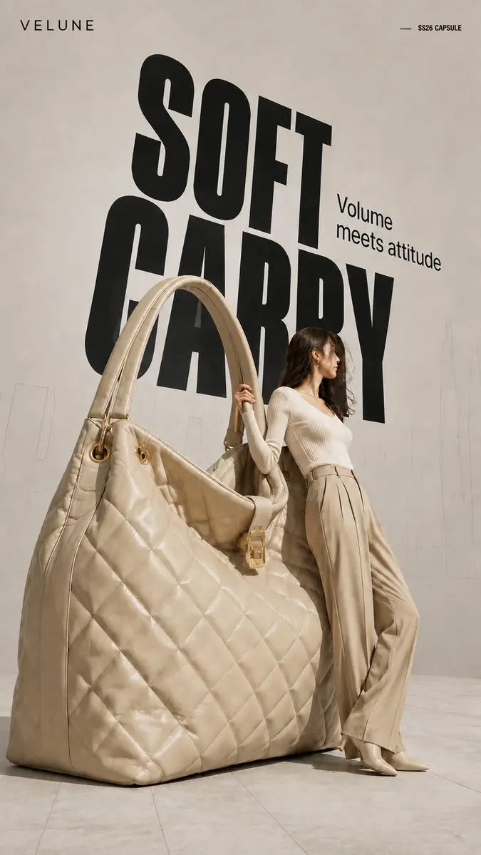 Create a 9:16 high-fashion editorial poster