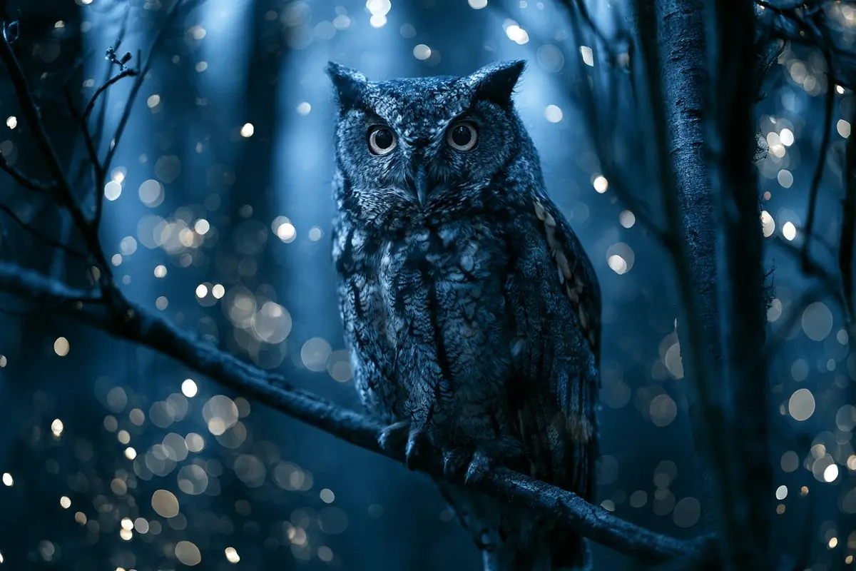 An Enchanted Forest scene with Subject surrounded by Firefly