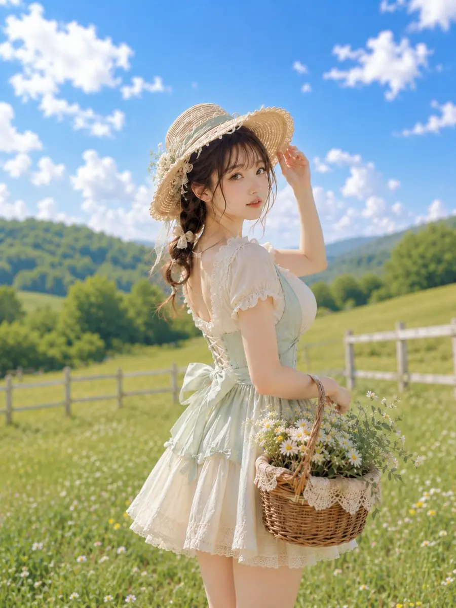 牧草に運ぶ白い花