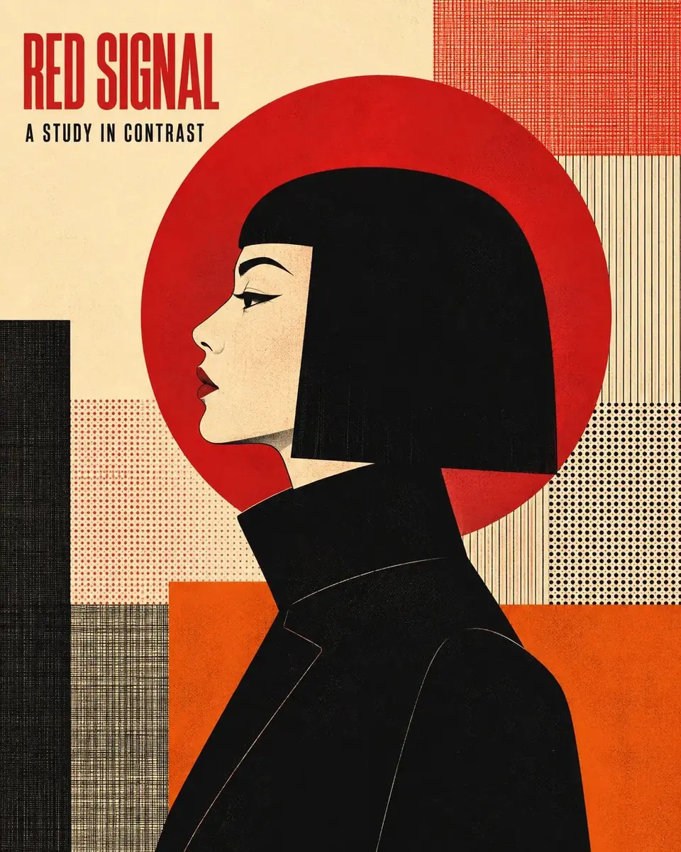Editorial poster featuring CHARACTER in strict left-facing