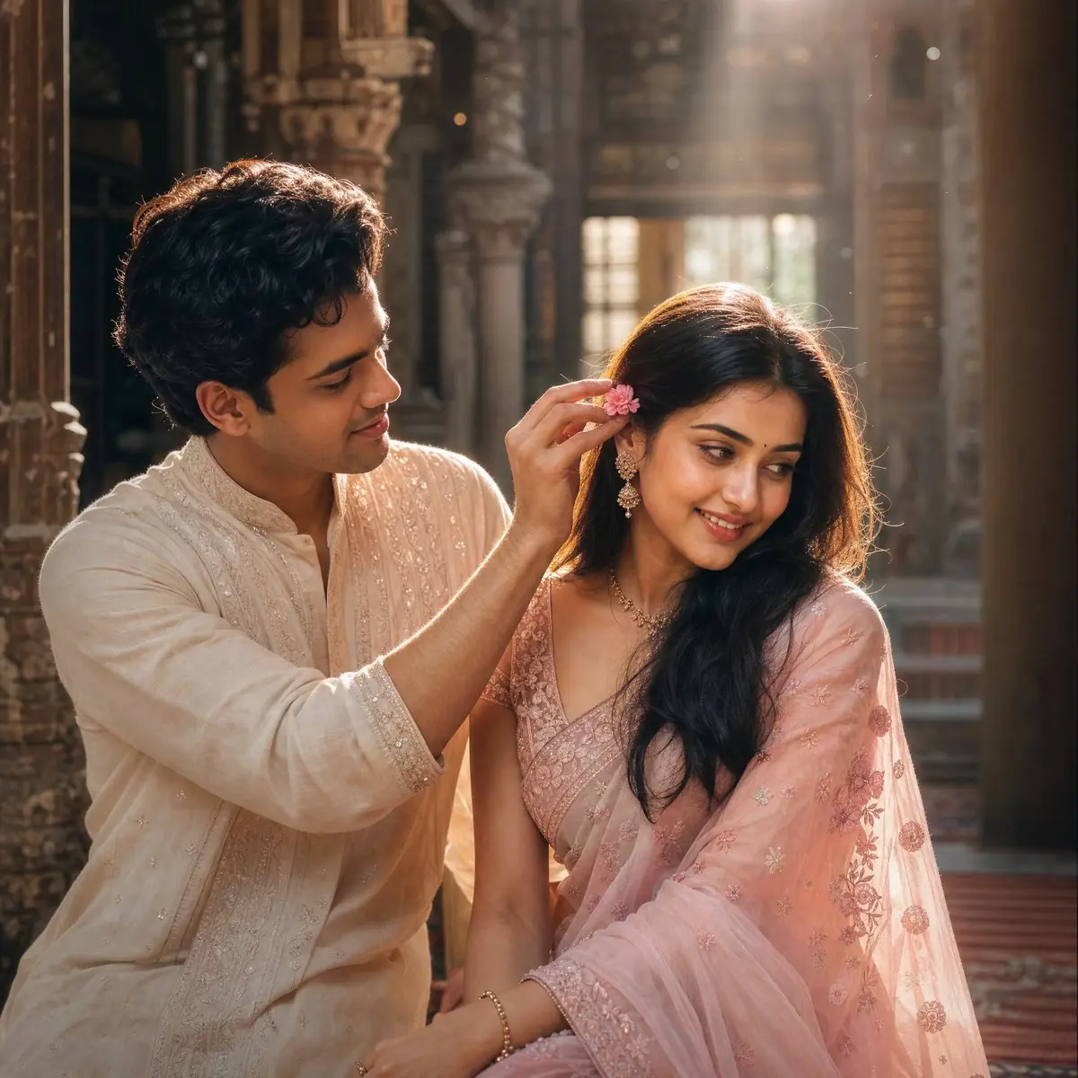 Ultra-realistic cinematic portrait of a young South Asian
