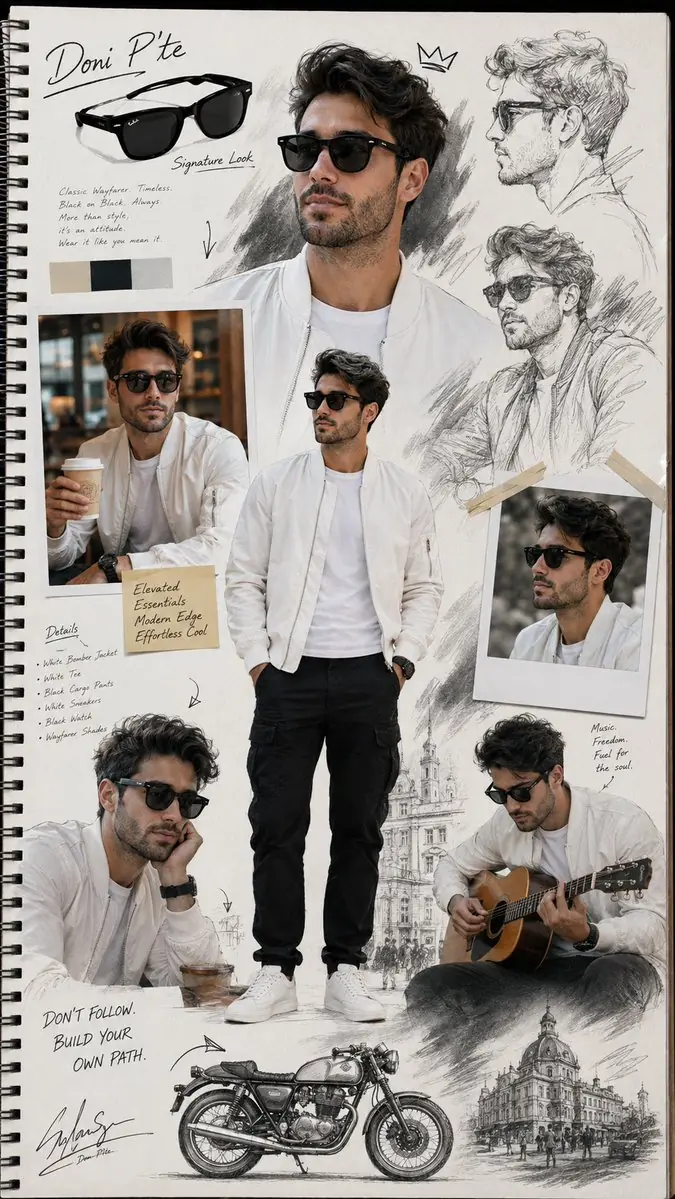 An ultra-realistic character design collage on a white