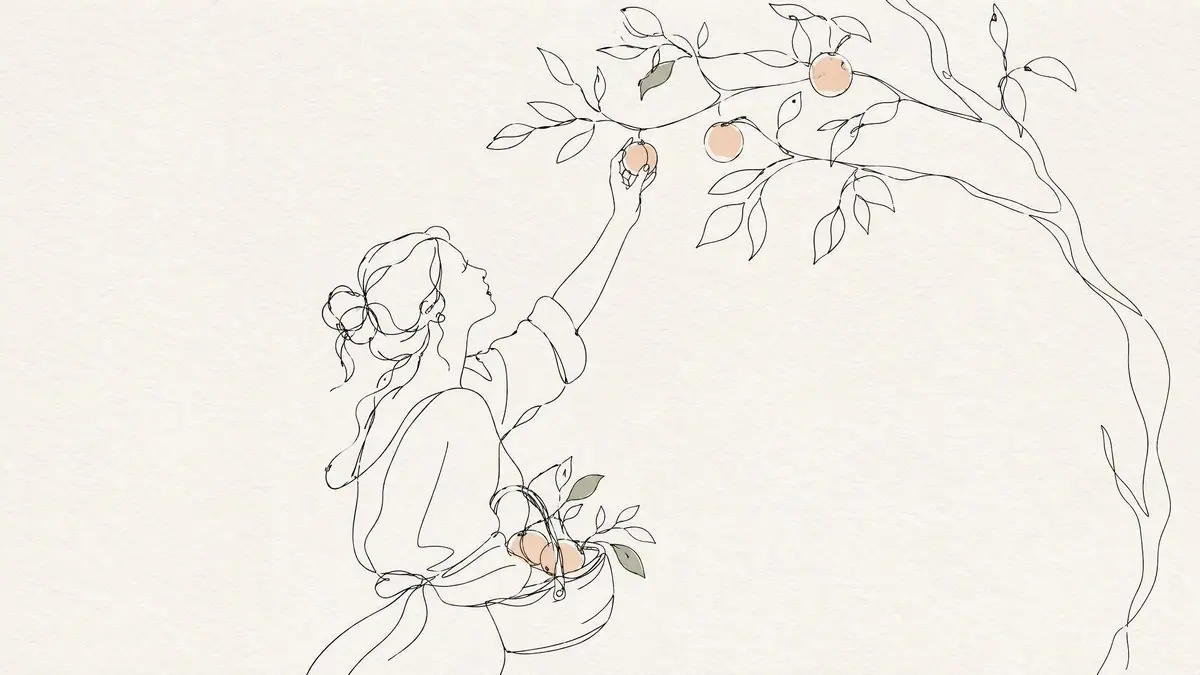 Elegant botanical monoline illustration of Subject