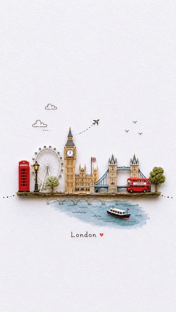Create a charming miniature 3D paper-craft travel