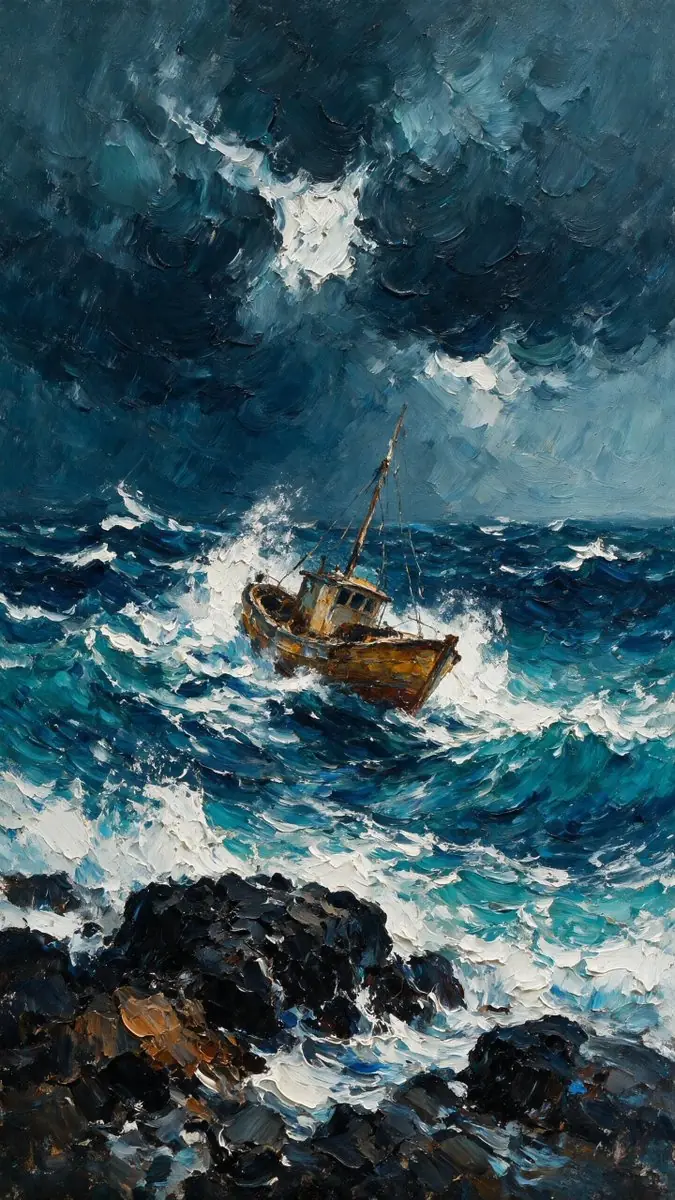An exquisite impressionistic oil painting of a small