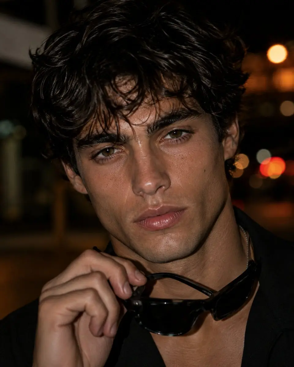 Photorealistic close-up editorial portrait of a young adult