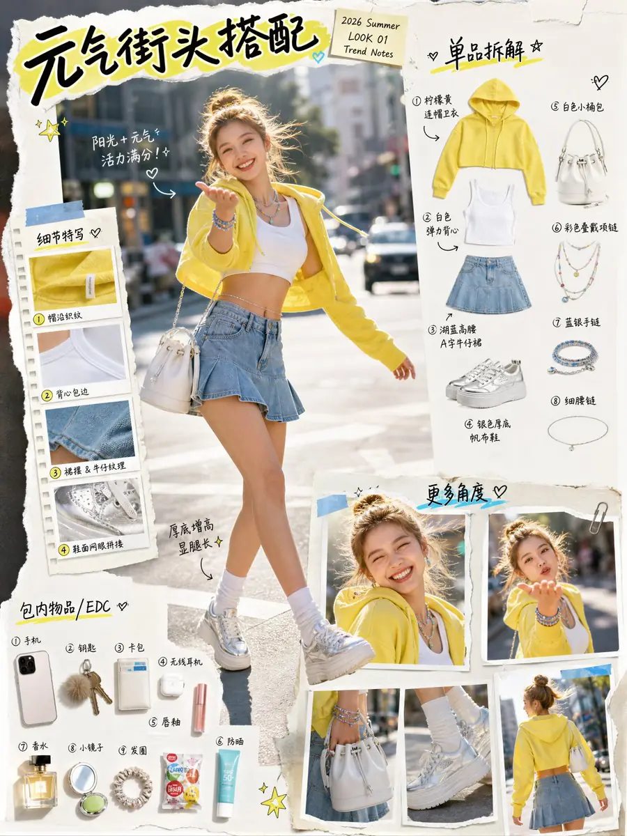 Vertical 3:4 realistic fashion editorial outfit breakdown