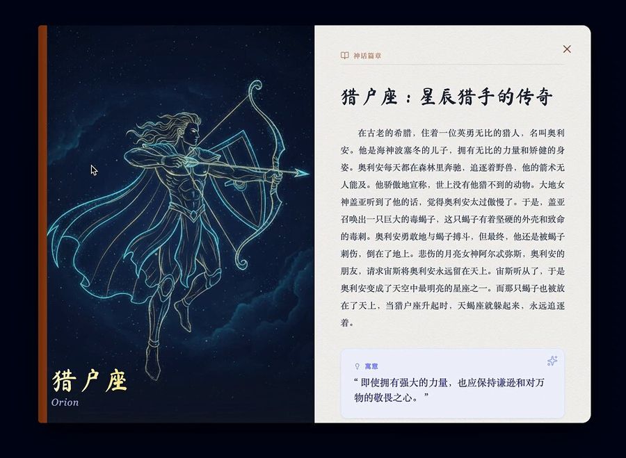 Chinese web app for Greek mythology constellations