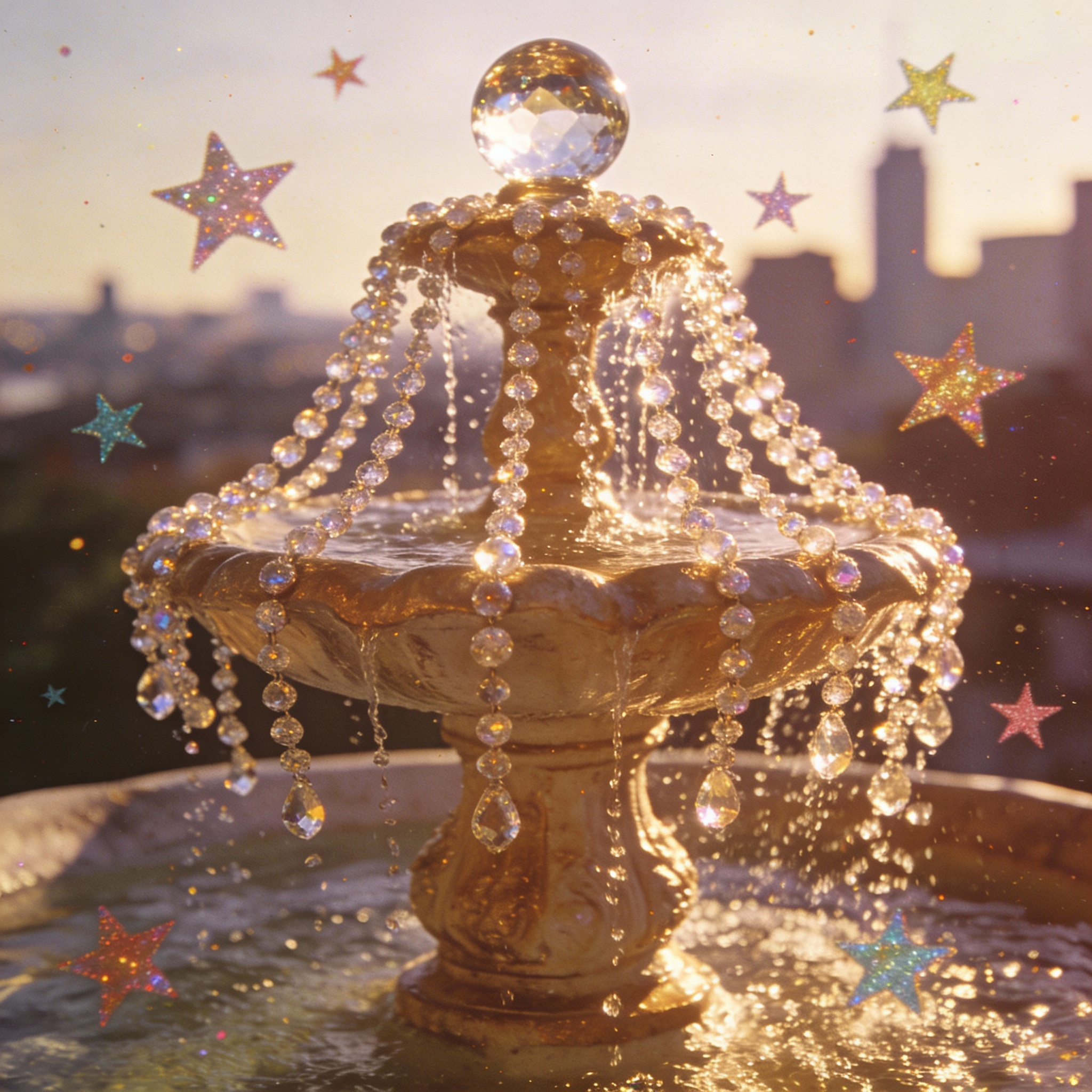 Crystal Fountain with Stars