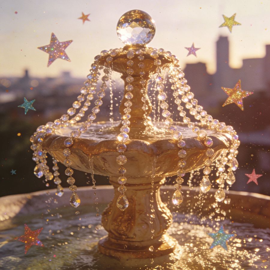 Crystal Fountain with Stars