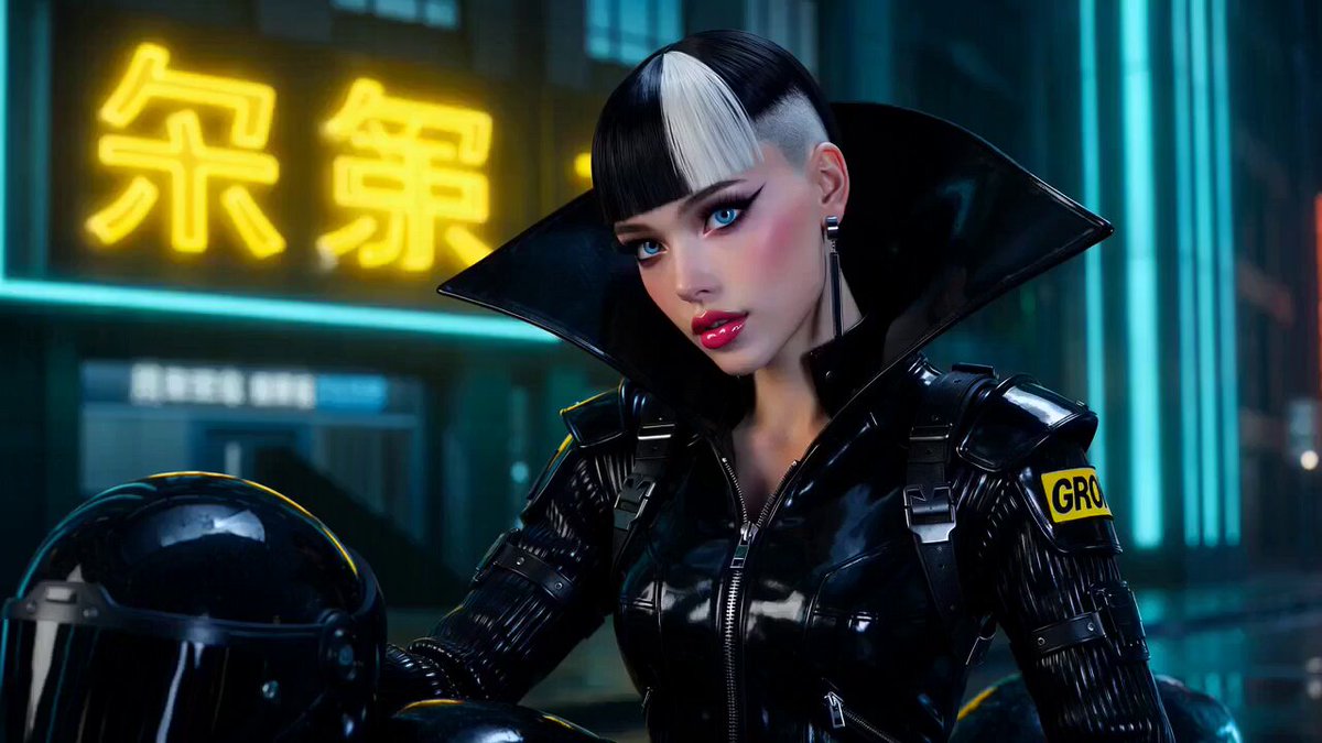 Cyberpunk Woman with GROK Patch