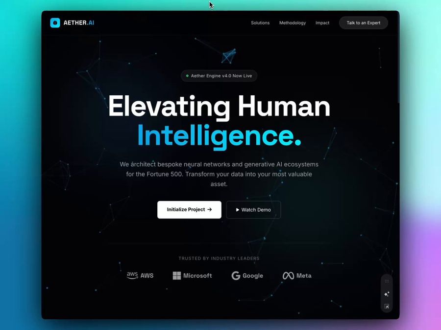 Enterprise landing page with interactive responsive design