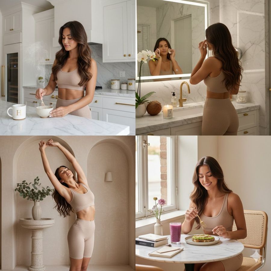 Four-Scene Luxury Wellness Lifestyle Vignettes