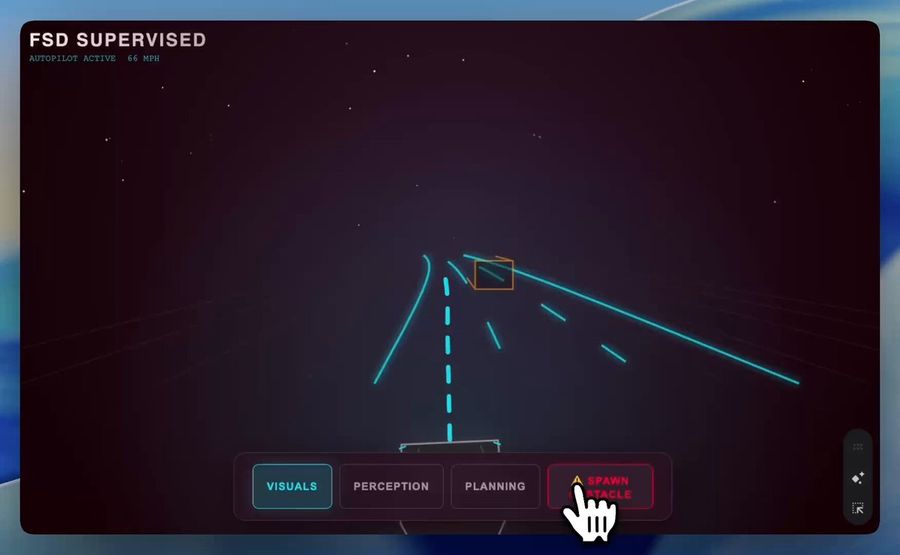 Interactive SVG demo of Tesla FSD road recognition