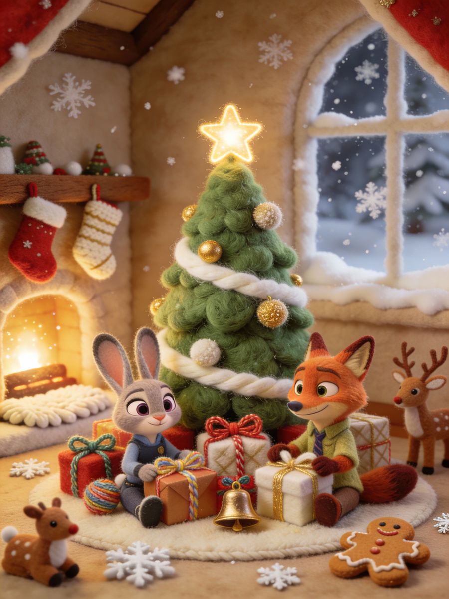 Judy and Nick Felt Christmas Poster