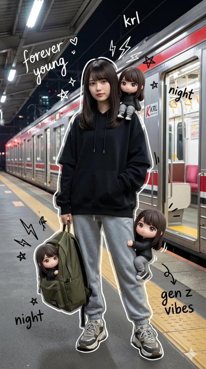 Chibi Klonlu Z Kuşağı Ergenin Karma Medya Portresi