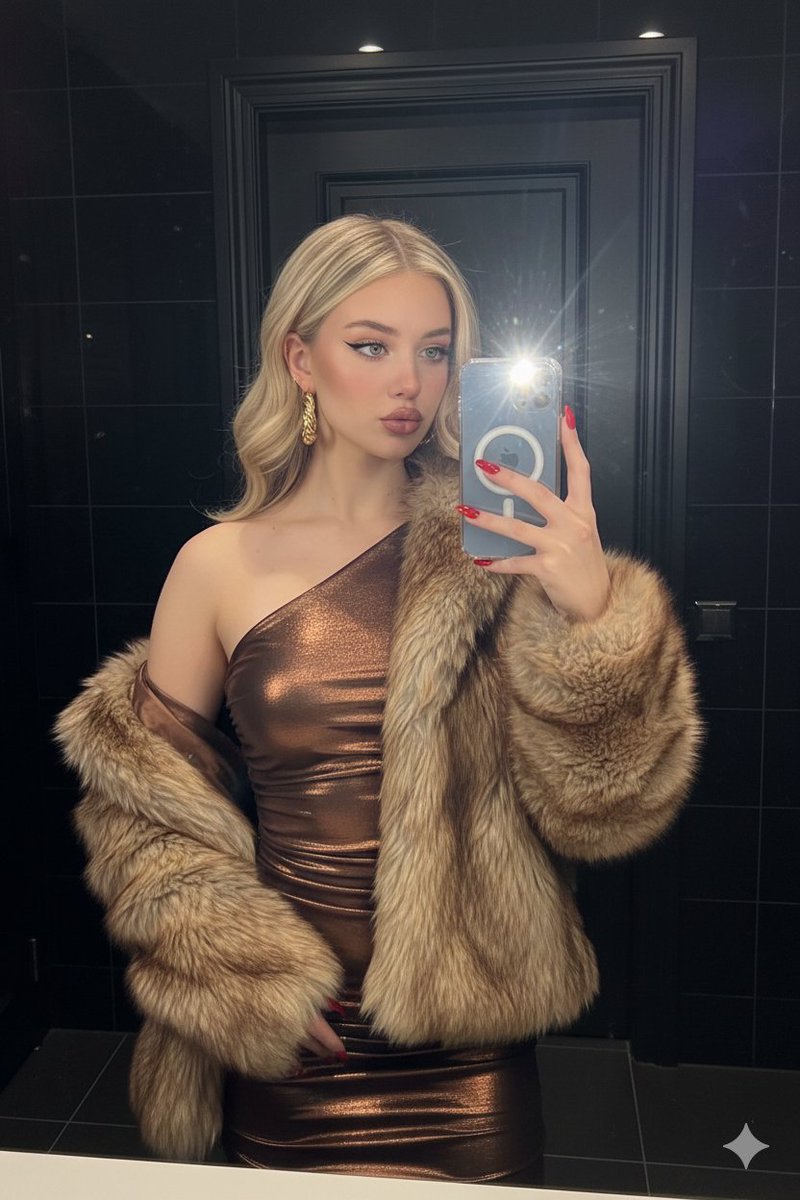Nightlife Glamour Mirror Selfie with Flash