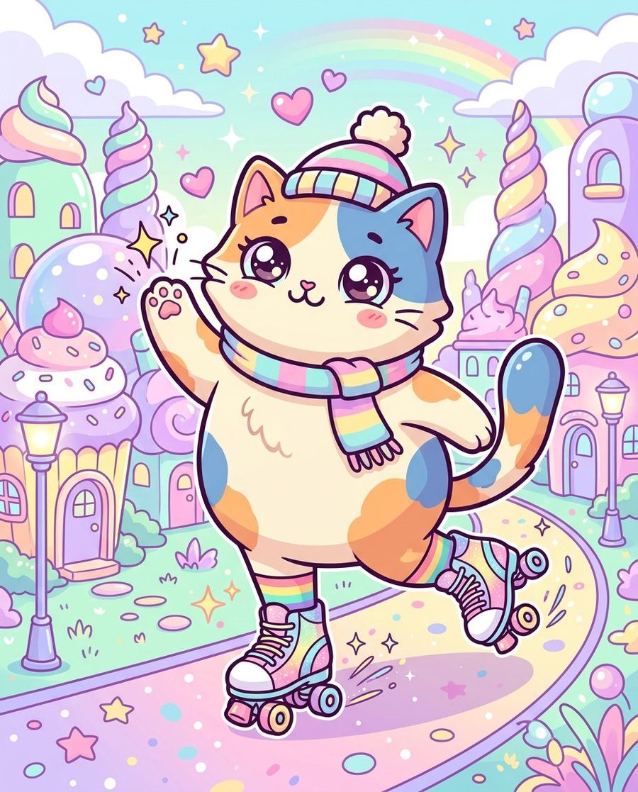 Pop Sürreal Kawaii Patenli Kedi