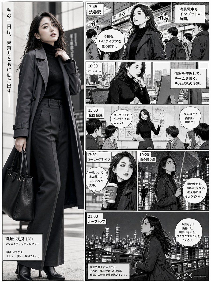 Mulher Profissional Realista em Layout de Página de Mangá