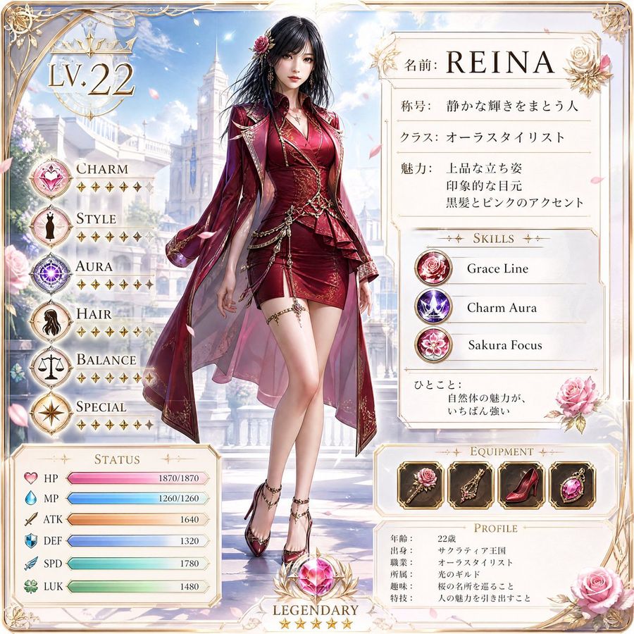 Cartão de Status de Personagem de RPG
