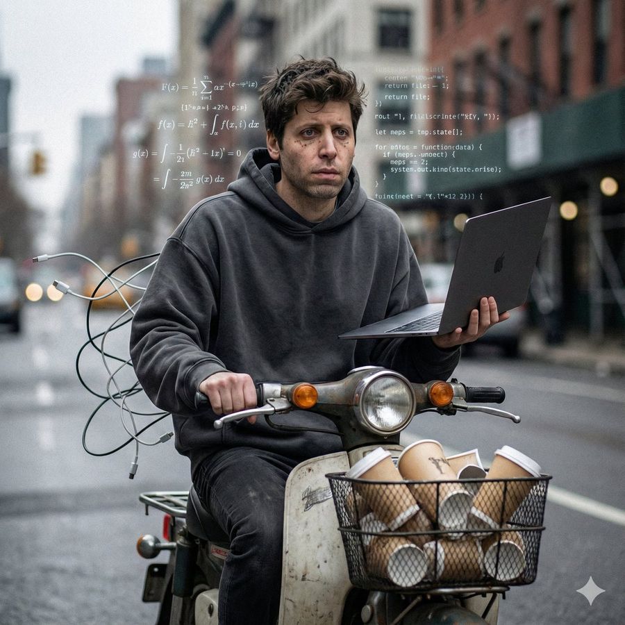 Sam Altman Scooty Ride Cinematic Realism Prompt