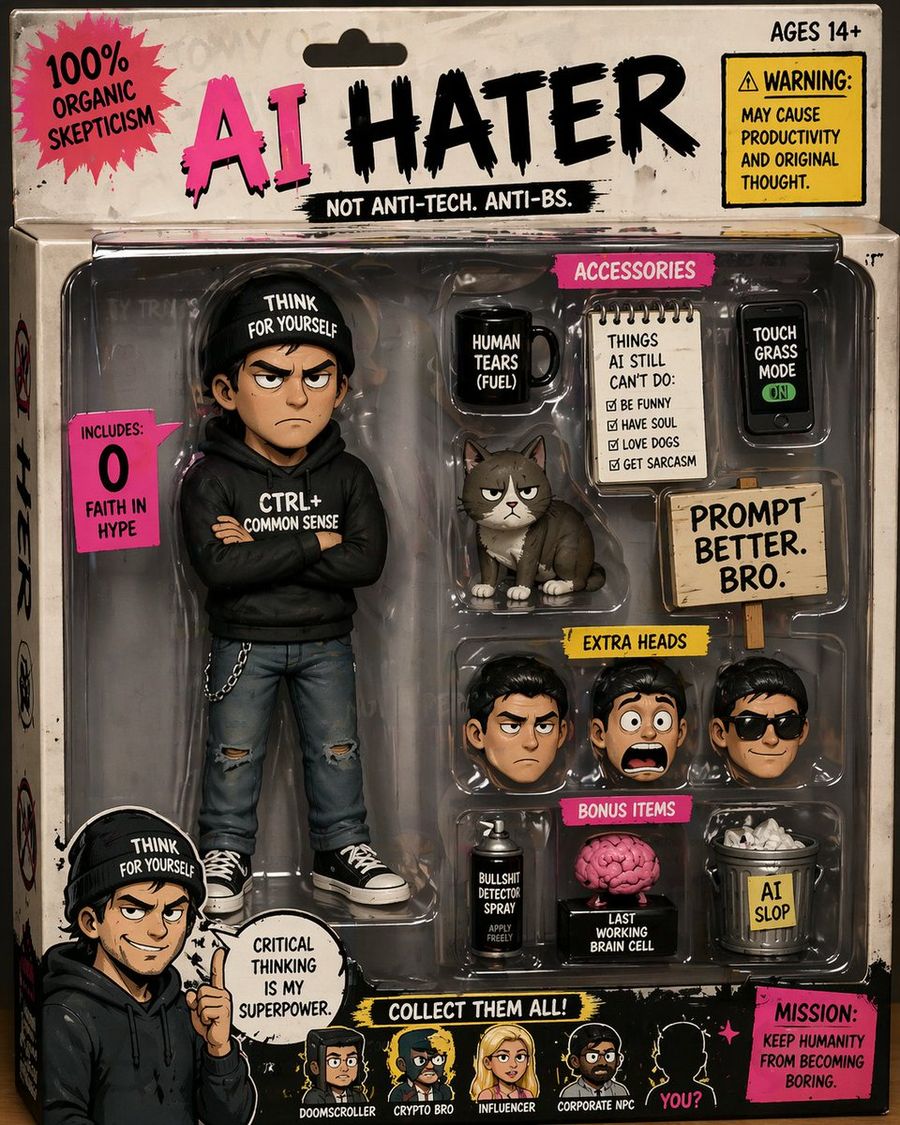 Action Figure Satírica de um Odiador de IA