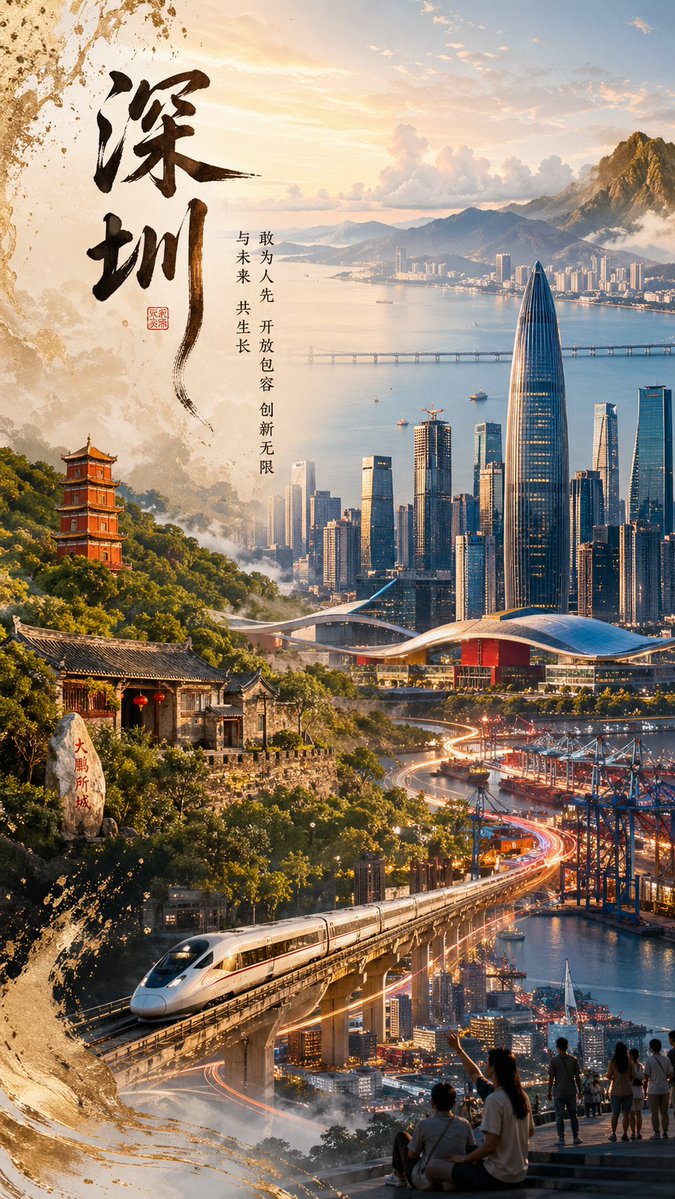 Affiche futuriste du patrimoine de Shenzhen