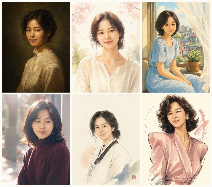 Six styles de la même mère