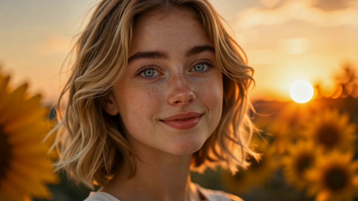 Cinematic Sunflower Field Character Reference - Seedance 2.0 AI Video Prompt for Cinematic Scene Showcase