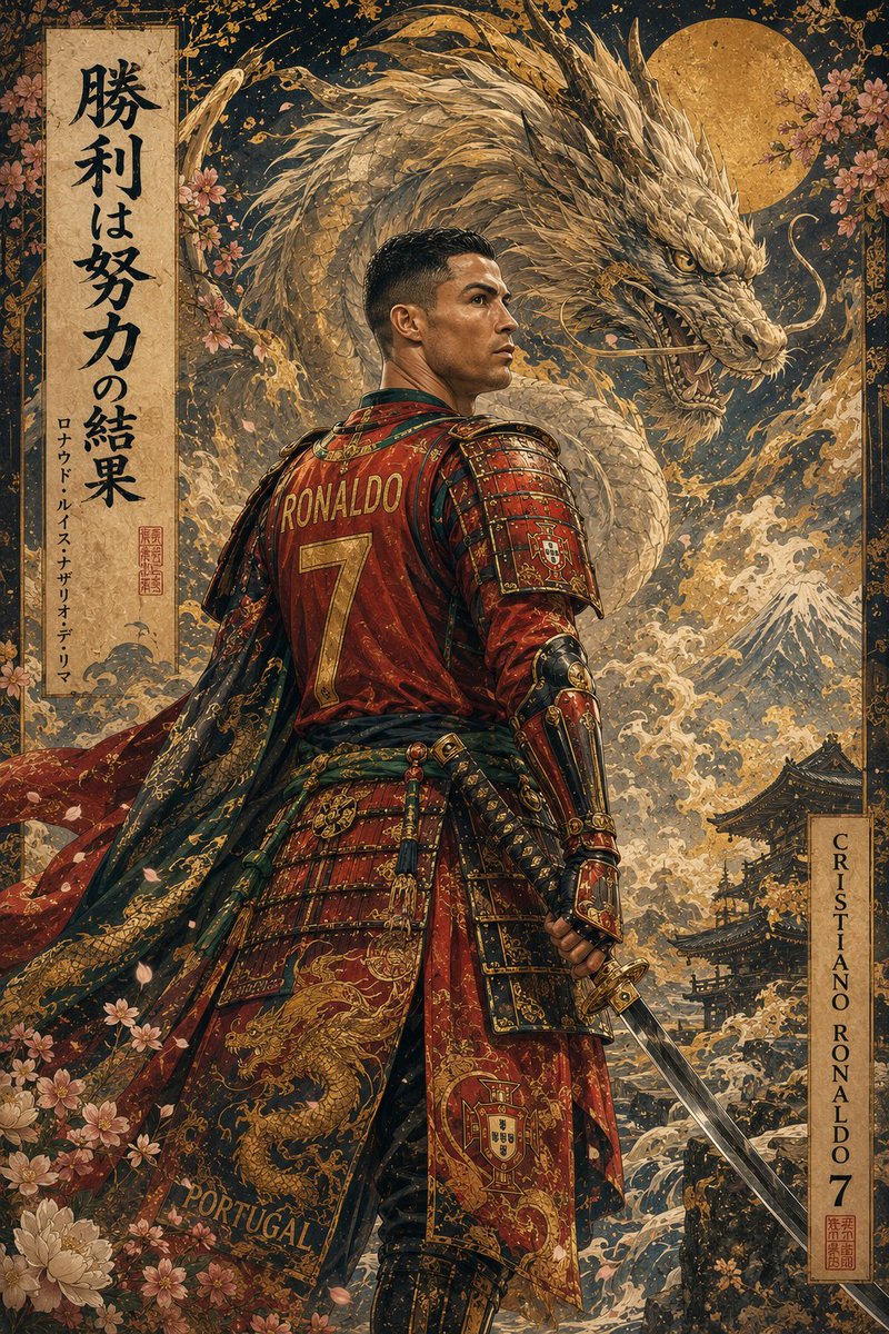 Portrait de samouraï mythologique style Ukiyo-e