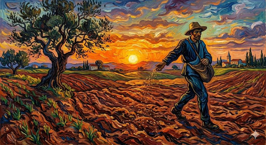 การสร้างภาพสไตล์ The Sower ของ Van Gogh