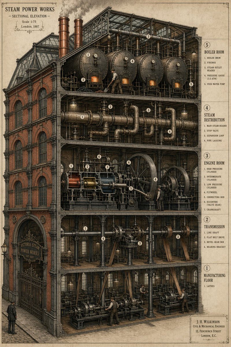 Schéma d'ingénierie steampunk victorien
