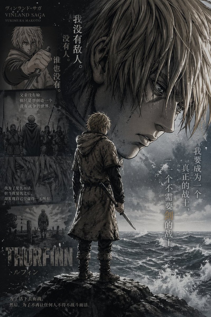 Pôster do Thorfinn de Vinland Saga na Tempestade