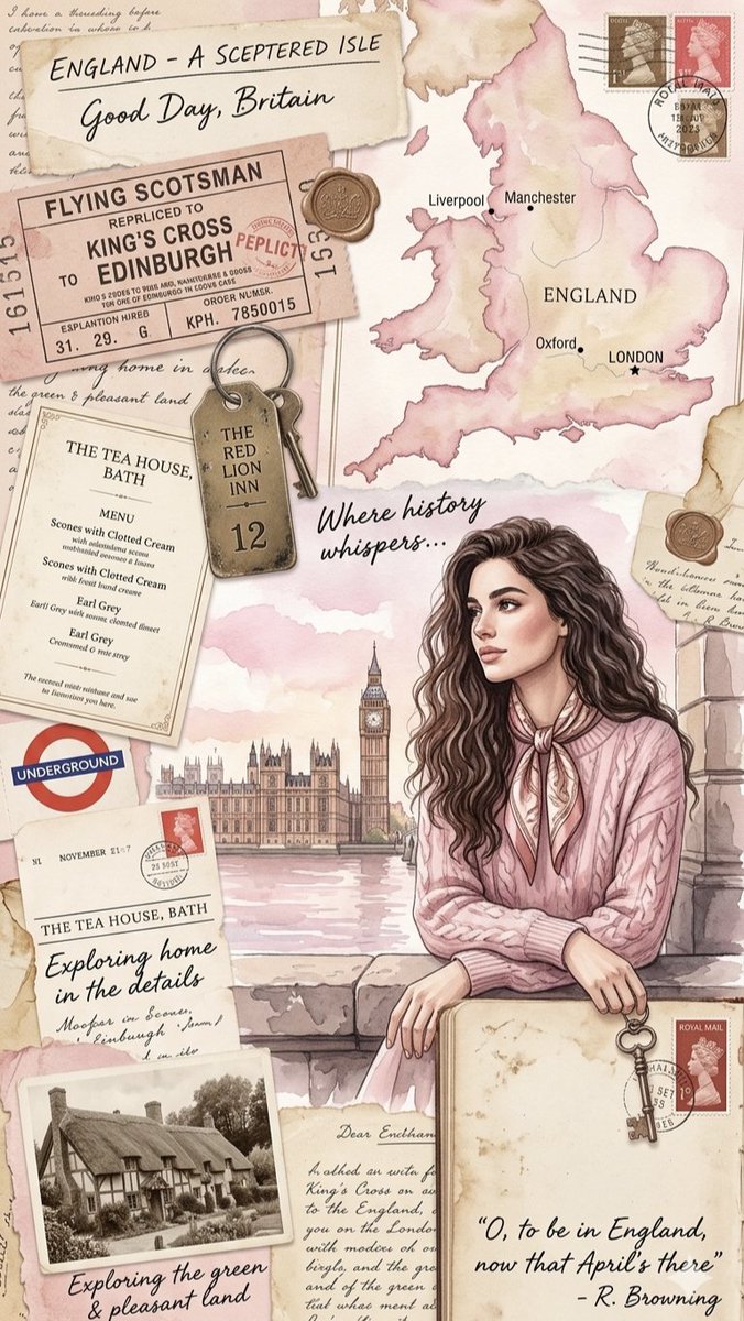 Álbum de Viagem Vintage da Inglaterra