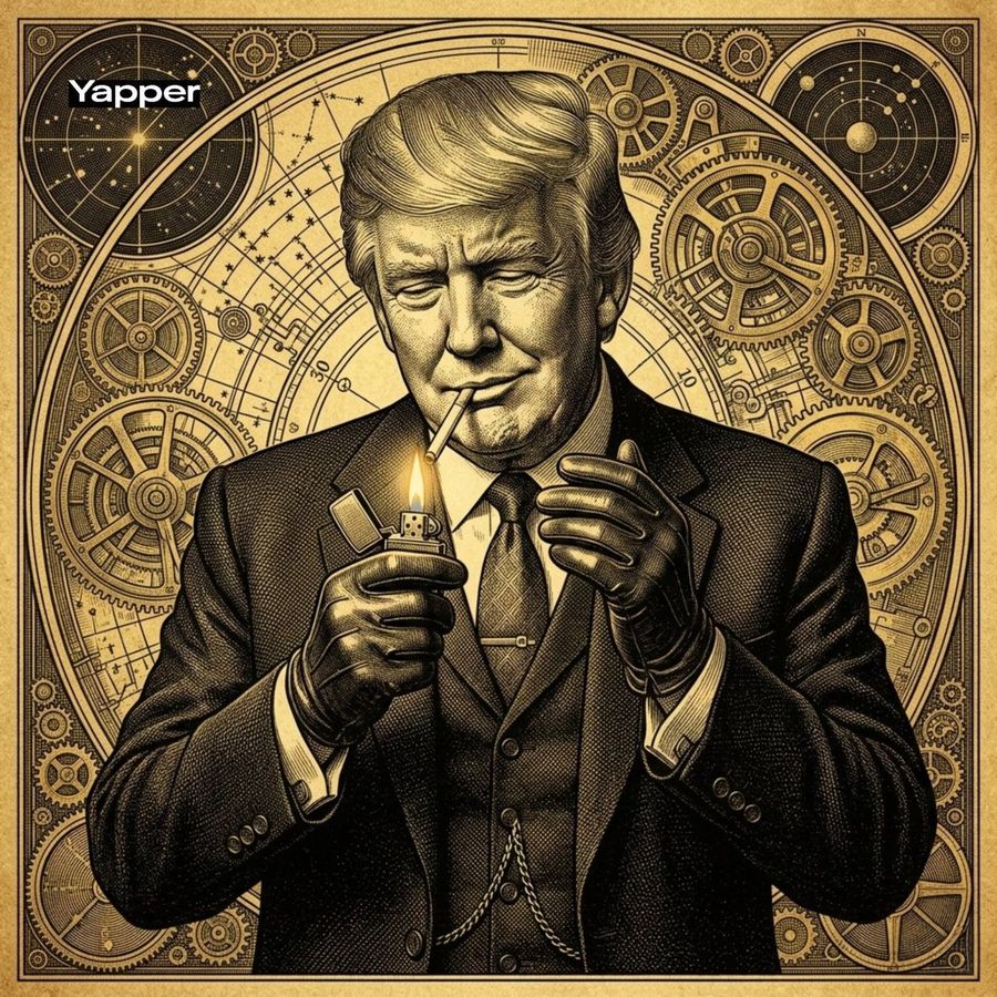 Gravura Vintage de Donald Trump como um Gângster