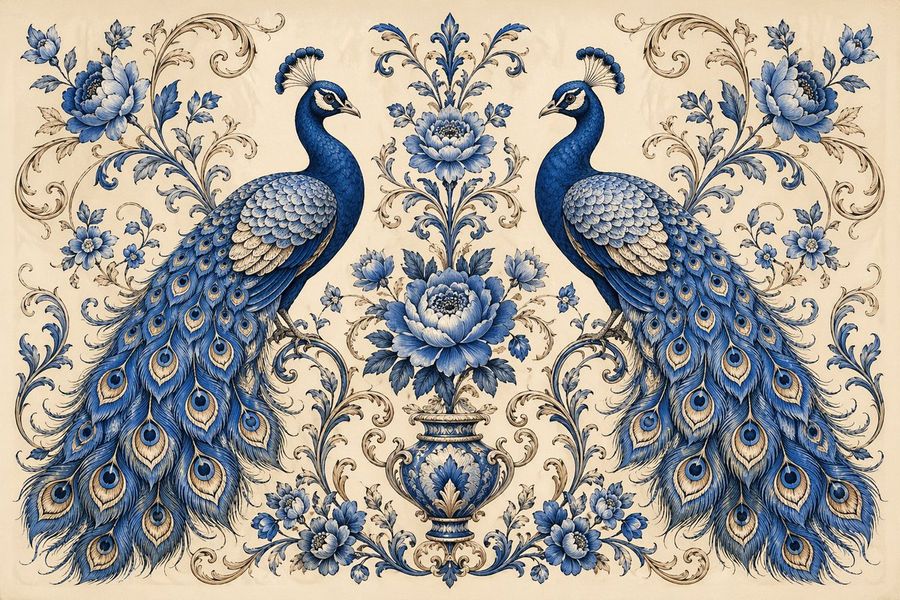 Ilustração Botânica Vintage de Pavão